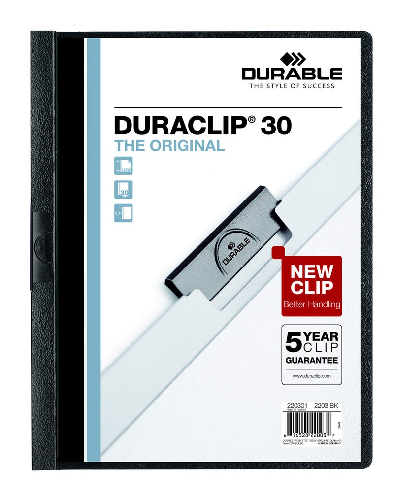 Durable Report Cover with DURACLIP - Letter-Size - Holds Up to 30 Pages - Clear Cover in Black - 25 Per Box - Image 1
